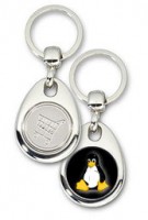 Schlüsselanhänger - Metall - Tux schwarz - Einkaufswagen-Chip Schlüsselanhänger - Metall - Tux schwarz - Einkaufswagen-Chip
