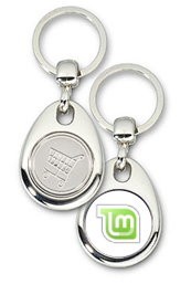 Schlüsselanhänger - Metall - Linux Mint - Einkaufswagen-Chip