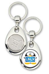 Schlüsselanhänger - Metall - Linux Tux - Einkaufswagen-Chip